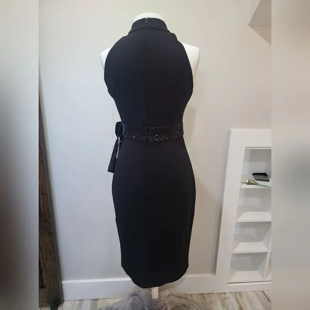 ELIZA J Women's Sequin-Bow Sleeveless Sheath Dress NWT size 2 black - Picture 5 of 6